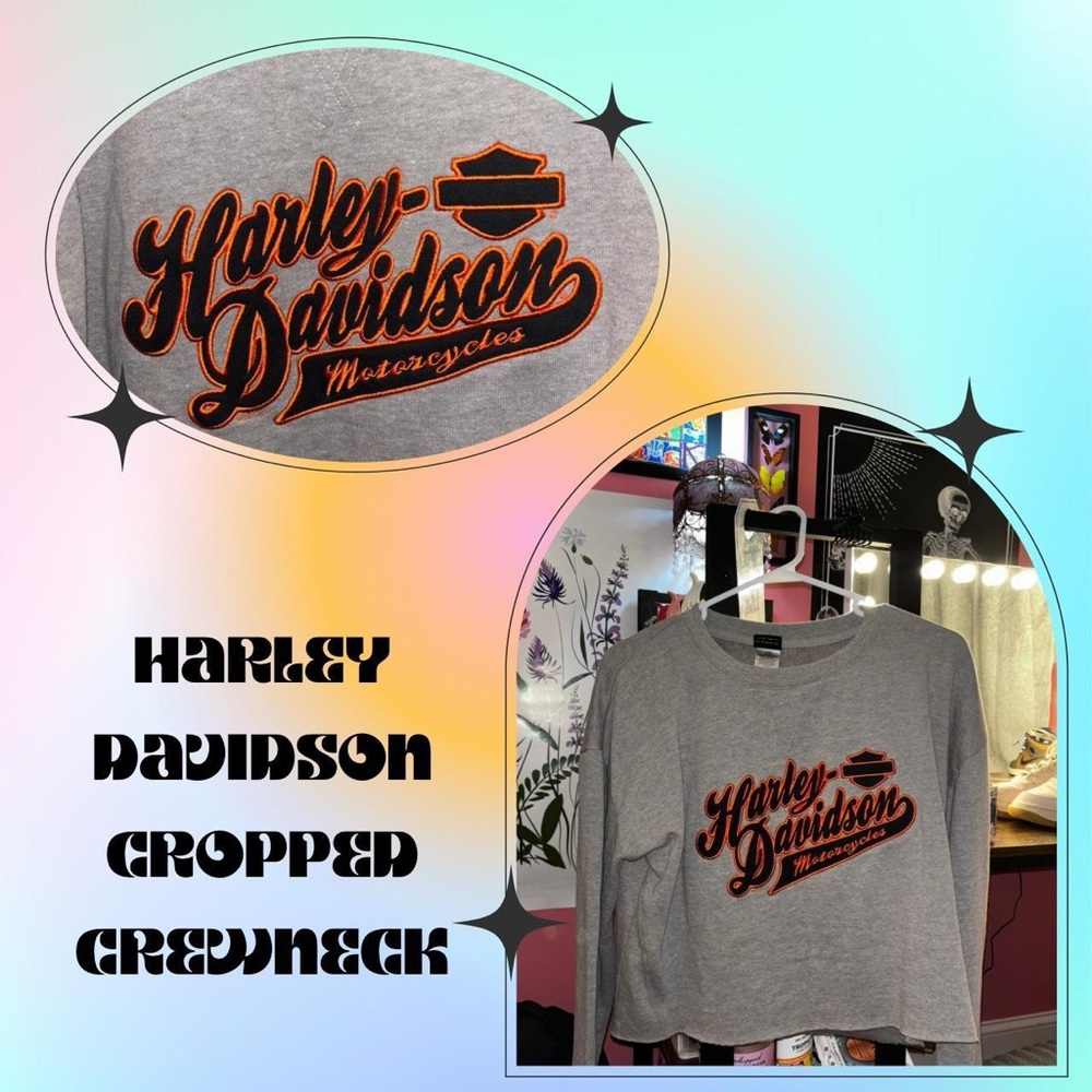 harley davidson cropped crewneck